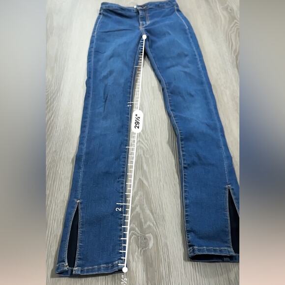 We The Free People Riley Slit High Rise Split Hem Dark Wash Skinny Jeans Size 25 - Picture 10 of 10